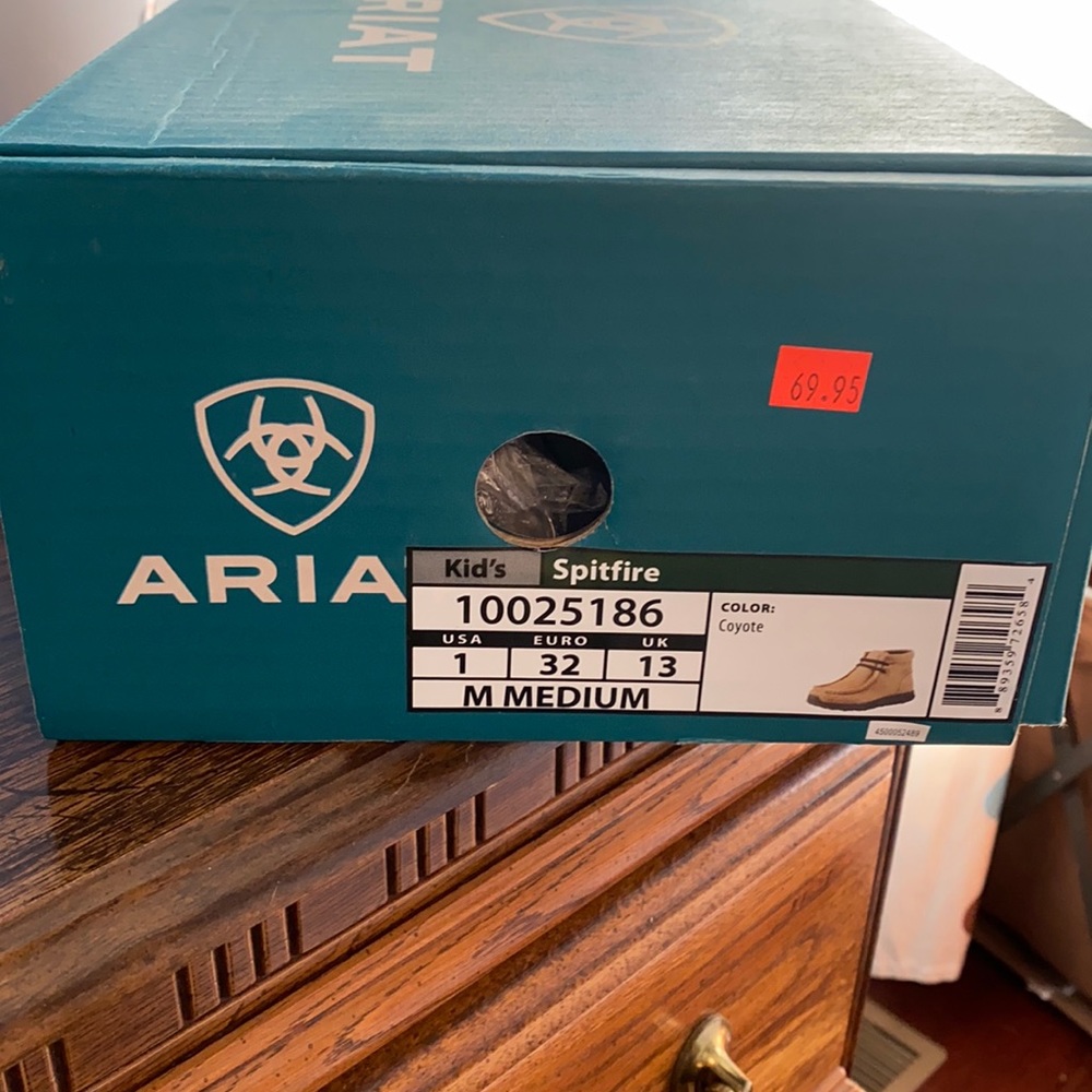 Brand new with tags. Boys Ariat size 1. Color coyote